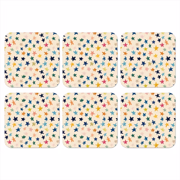 Patroon - Sterren - Kleurrijk onderzetter kurk middel 366 -3d