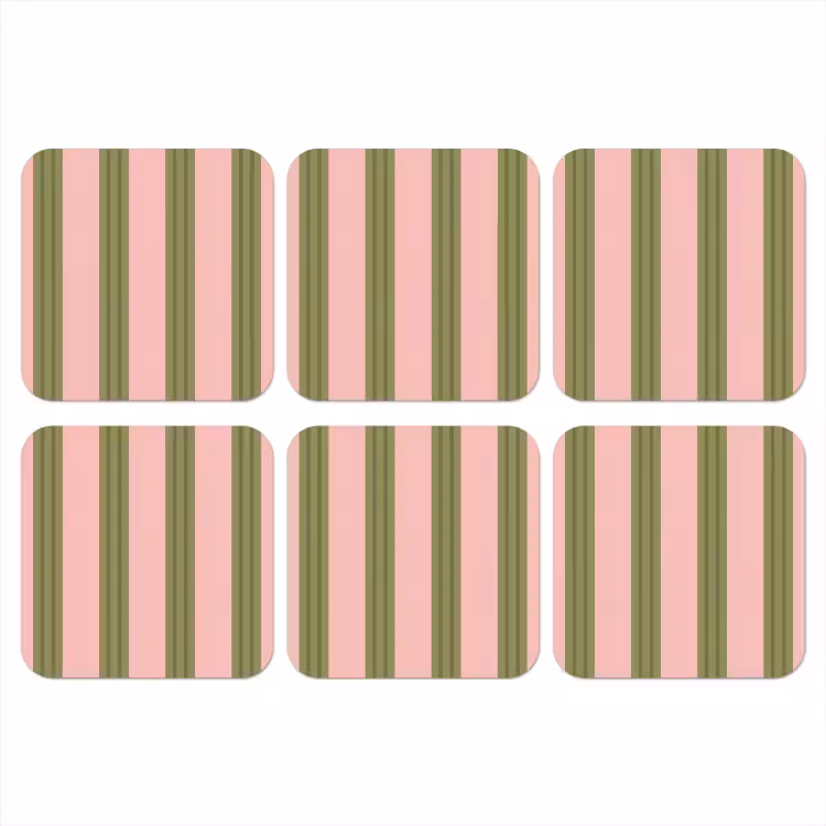 Patroon - Strepen - Abstract - Roze - Groen onderzetter kurk middel -3d