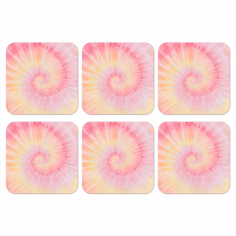 Patroon - Tie Dye - Pasteltinten - Roze onderzetter kurk middel -3d