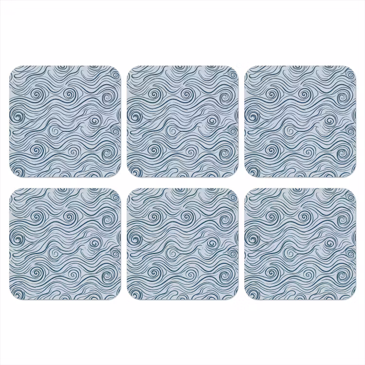 Patroon - Golven - Abstract - Modern - Blauw onderzetter kurk middel -3d