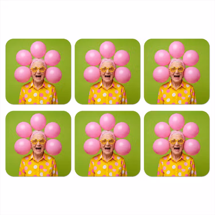 Mens - Ballonnen - Feest - Kleurrijk - Roze onderzetter kurk middel -3d