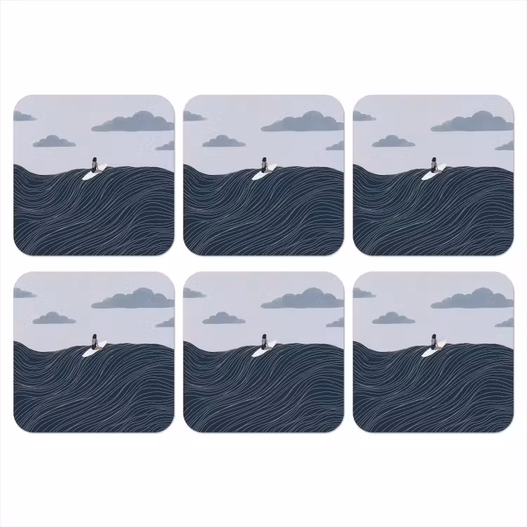 Persoon - Surfen - Oceaan - Natuur - Modern onderzetter kurk middel -3d