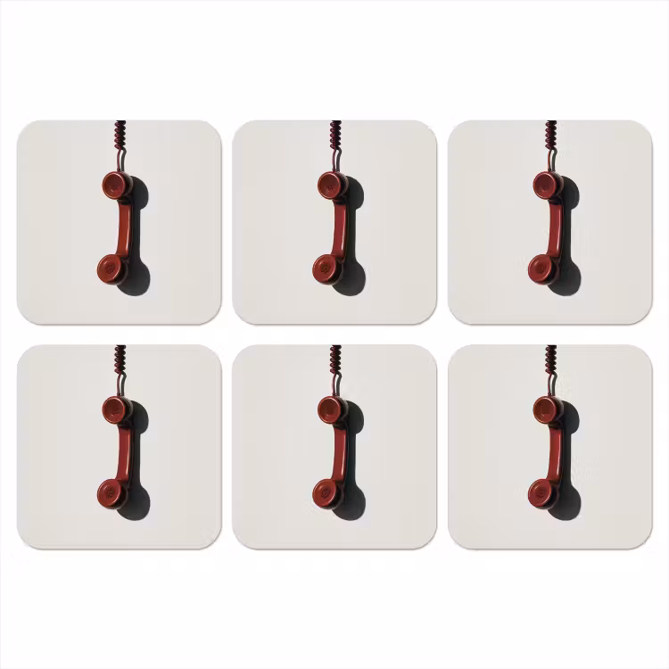 Telefoon - Koord - Rood - Minimalistisch onderzetter kurk middel -3d