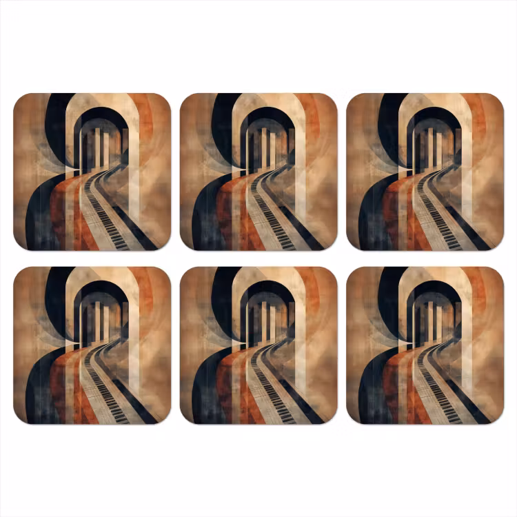 Piano - Toetsen - Abstract onderzetter kurk middel -3d
