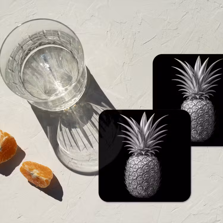 Ananas - Gedetailleerd - Bladeren onderzetter kurk middel -sfeer4