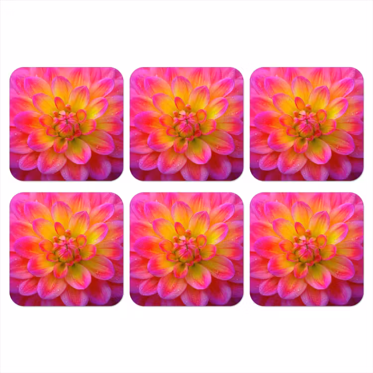 Roze - Dahlia - Kleurrijk onderzetter kurk middel -3d