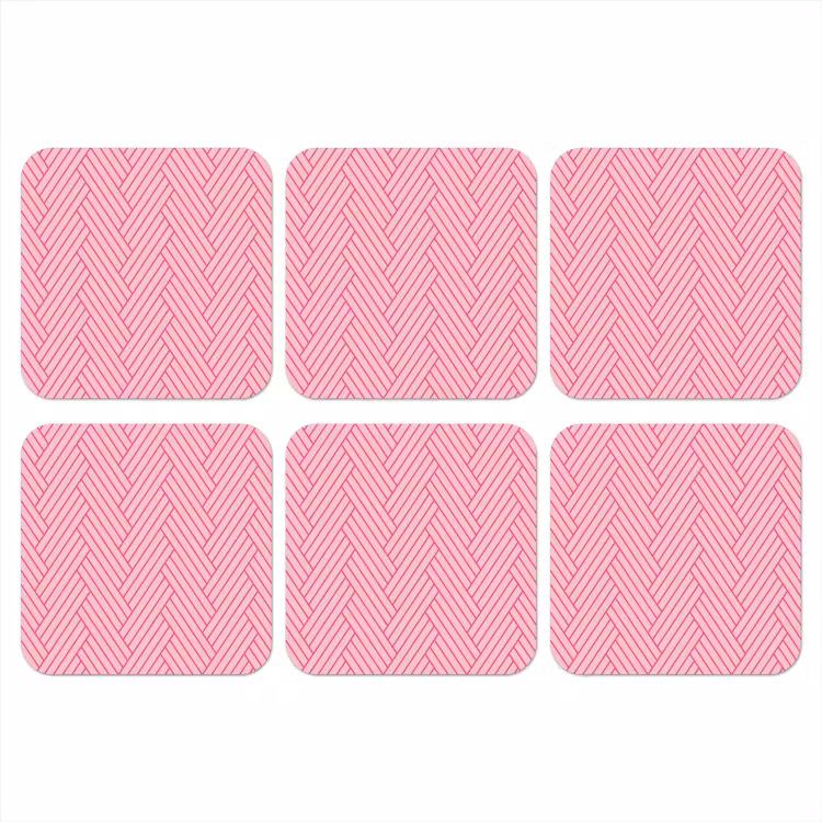 Roze - Patroon - Lijnen onderzetter kurk middel 366 -3d