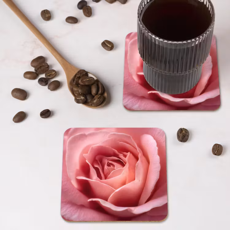 Roze - Roos - Romantisch onderzetter kurk middel -sfeer2
