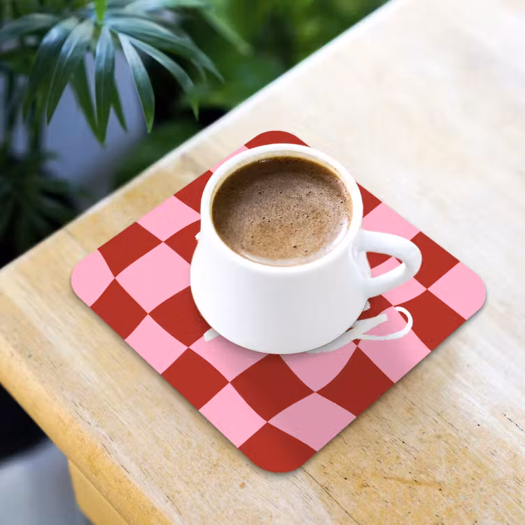 Pinky up - Geblokt - Bordeauxrood onderzetter kurk middel -sfeer5