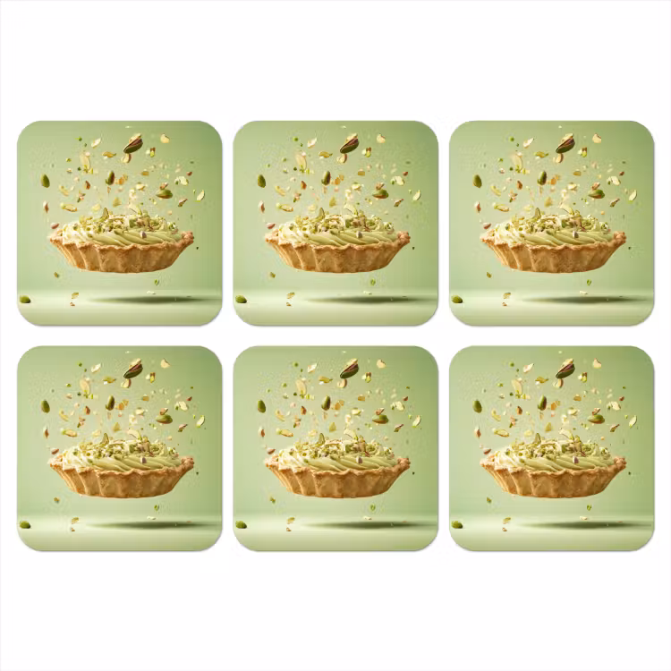 Pistache - Taart - Noten - Eten onderzetter kurk middel -3d