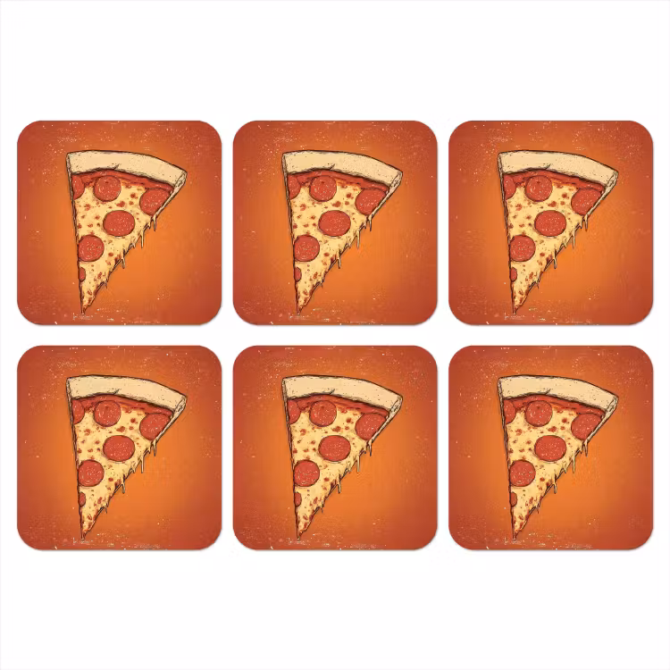 Pizza - Kaas - Rood - Pepperoni onderzetter kurk middel -3d