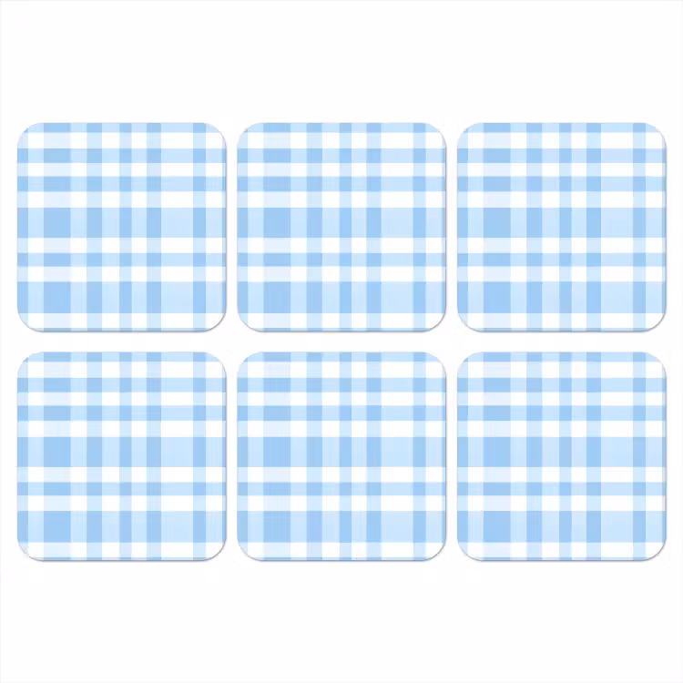 Ruit - Patroon - Blauw onderzetter kurk middel 366 -3d