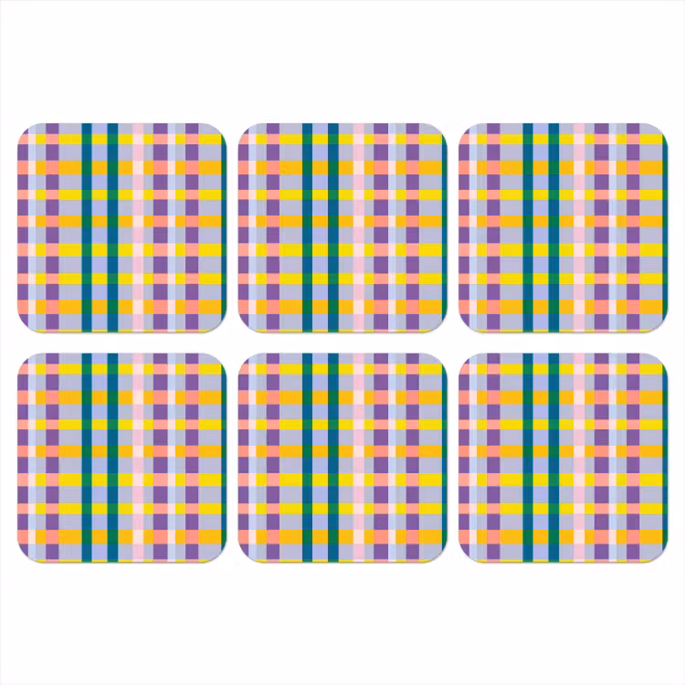 Ruit - Patroon - Kleurrijk onderzetter kurk middel 366 -3d
