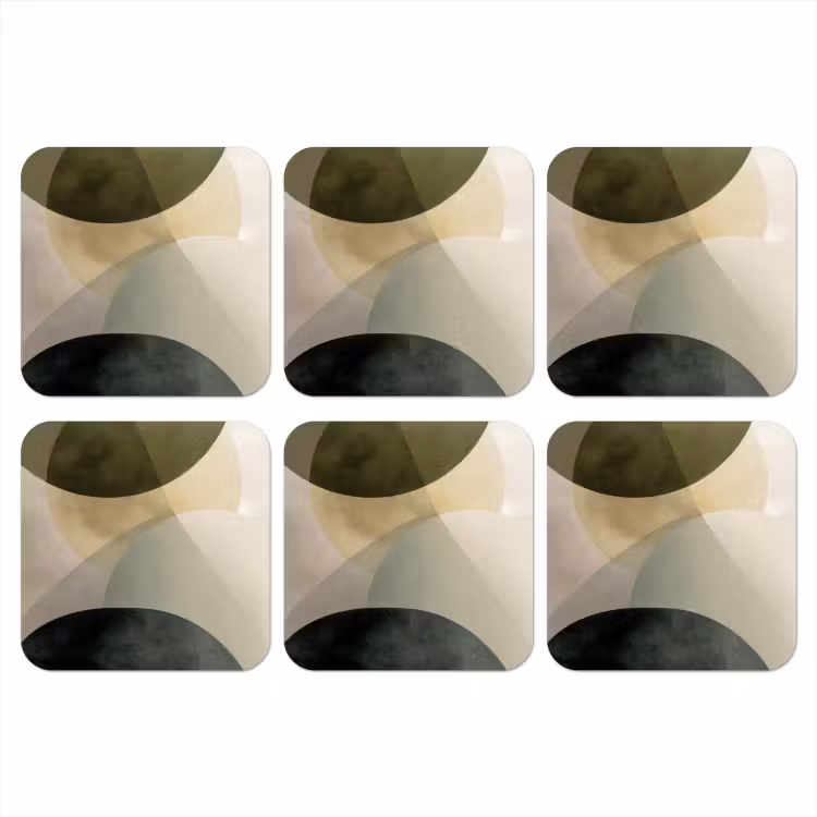 Vlakken - Abstract - Beige - Cirkels onderzetter kurk middel -3d