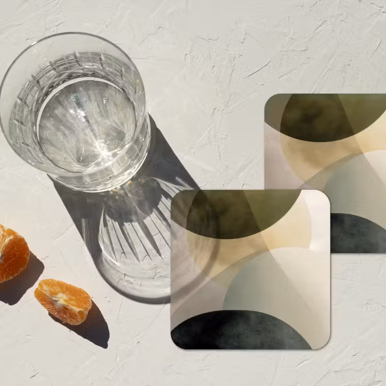 Vlakken - Abstract - Beige - Cirkels onderzetter kurk middel -sfeer4