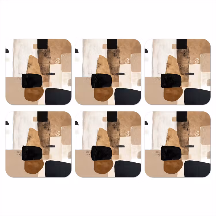 Vlakken - Abstract - Zwart - Strepen onderzetter kurk middel -3d