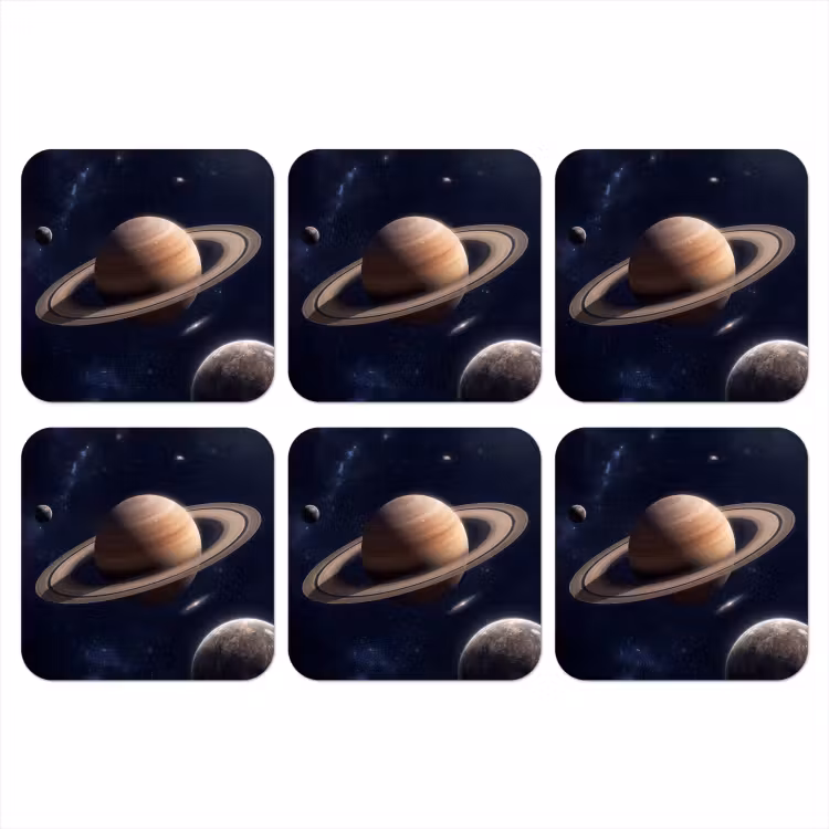 Planeten - Saturnus - Ruimte onderzetter kurk middel -3d