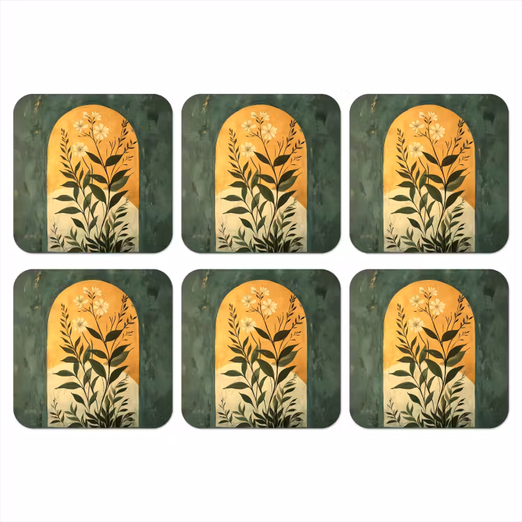 Plant - Bloemen - Wit onderzetter kurk middel -3d