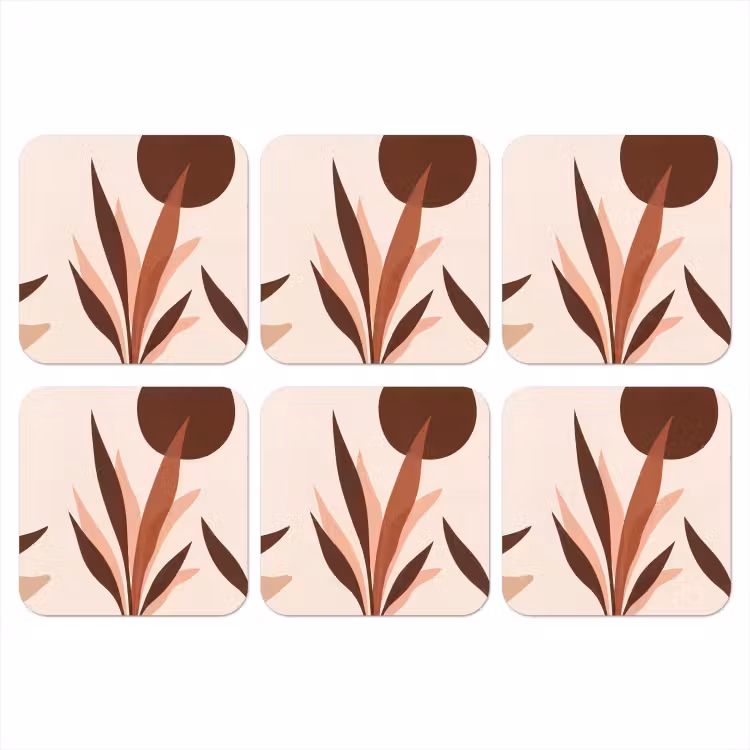 Planten - Abstract - Natuur - Bruin onderzetter kurk middel -3d