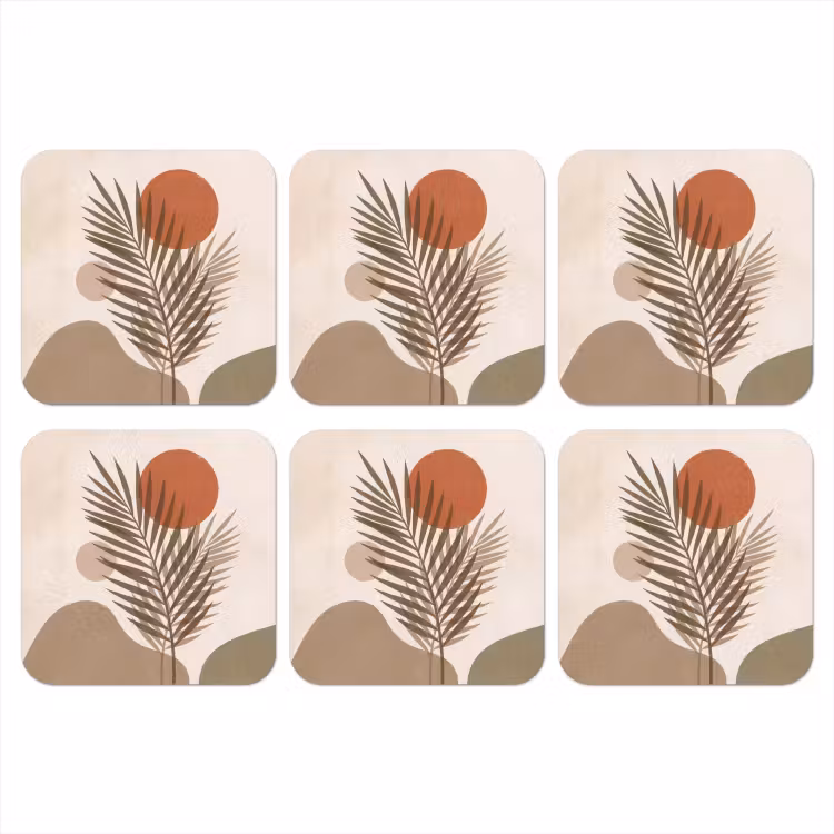 Planten - Bladeren - Abstract - Modern - Beige onderzetter kurk middel -3d