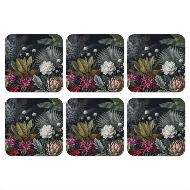 Planten - Tropisch - Botanisch - Donker - Groen onderzetter kurk middel -3d
