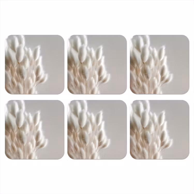 Pluimen - Beige - Minimalistisch onderzetter kurk middel -3d