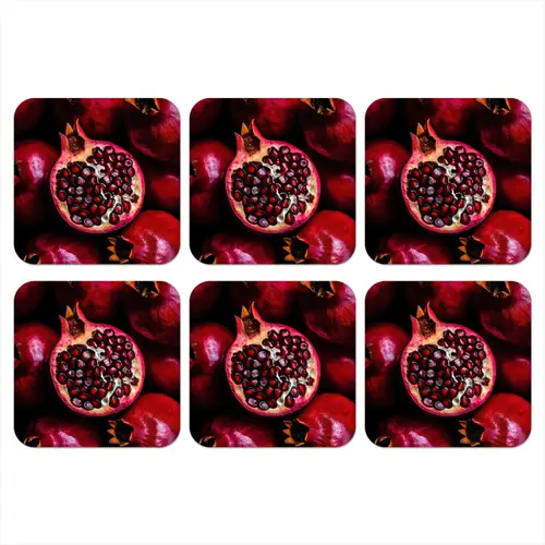 Granaatappel - Rood - Fruit onderzetter kurk middel -3d