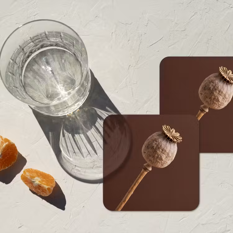 Papaverbol - Droogbloem - Bruin - Minimalistisch onderzetter kurk middel -sfeer4