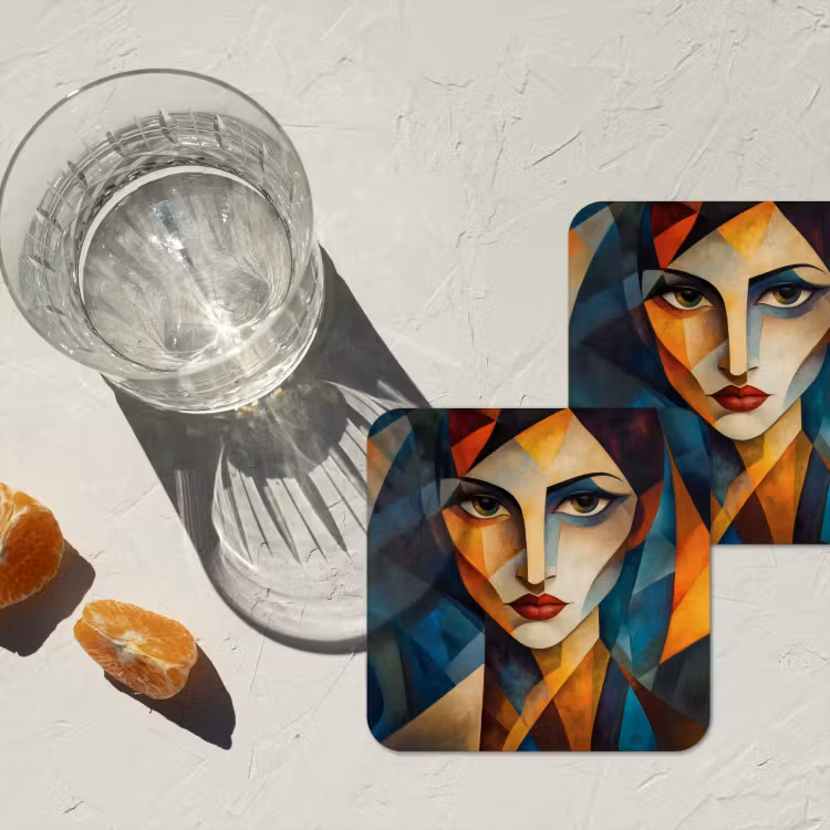 Portret - Abstract - Vormen onderzetter kurk middel -sfeer4