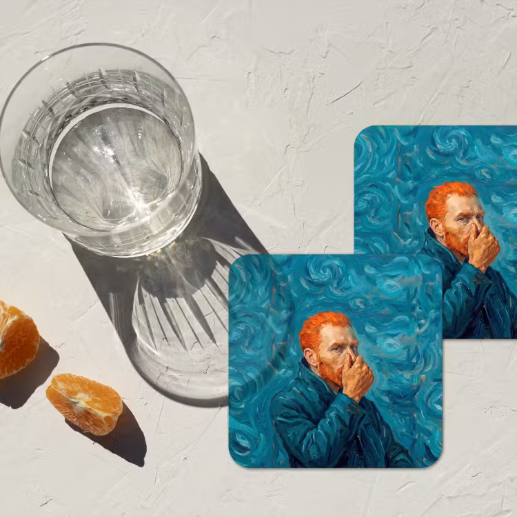 Portret - Klassiek - Blauw onderzetter kurk middel -sfeer4