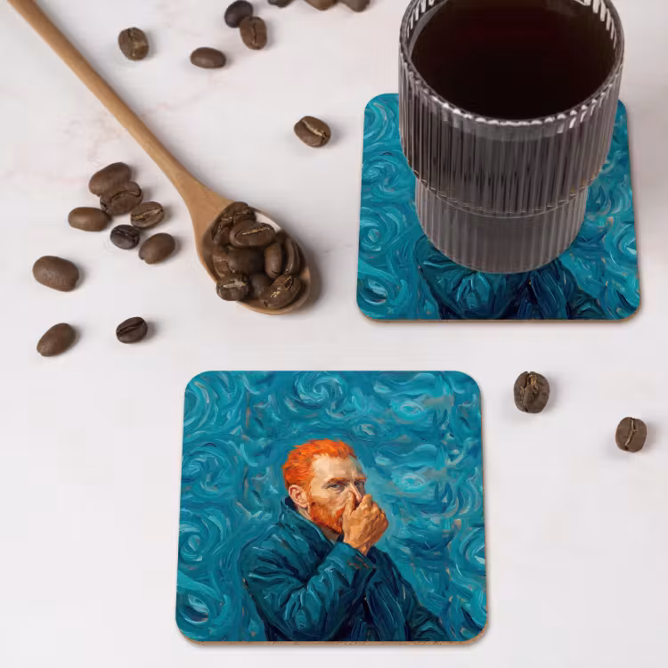 Portret - Klassiek - Blauw onderzetter kurk middel -sfeer2
