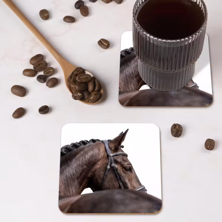 Portret - Paard - Elegant onderzetter kurk middel -sfeer2