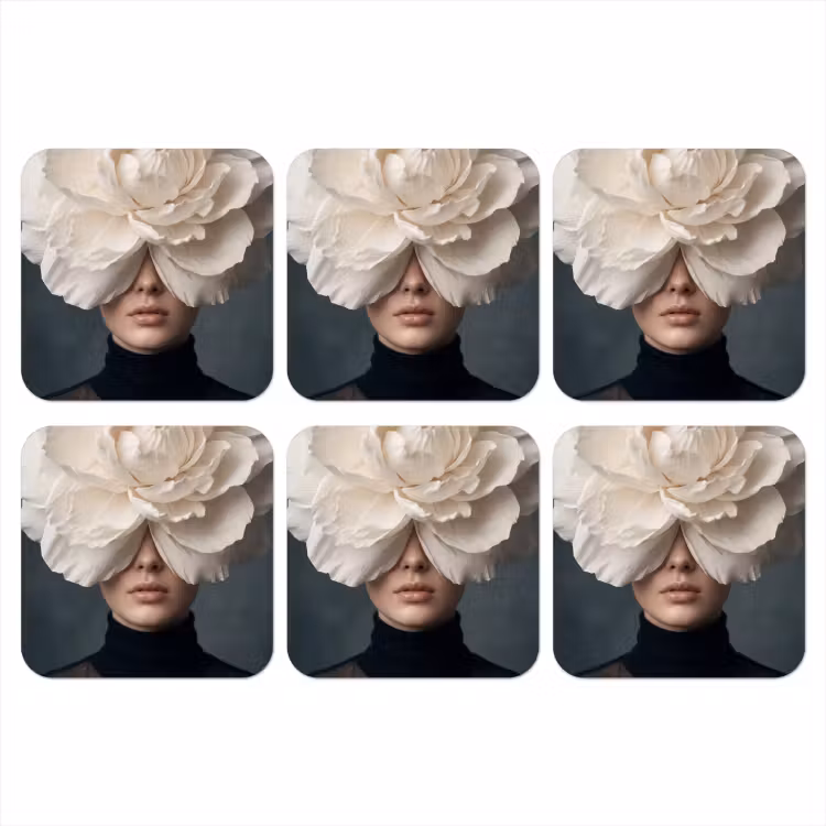 Portret - Mysterieus - Wit onderzetter kurk middel -3d