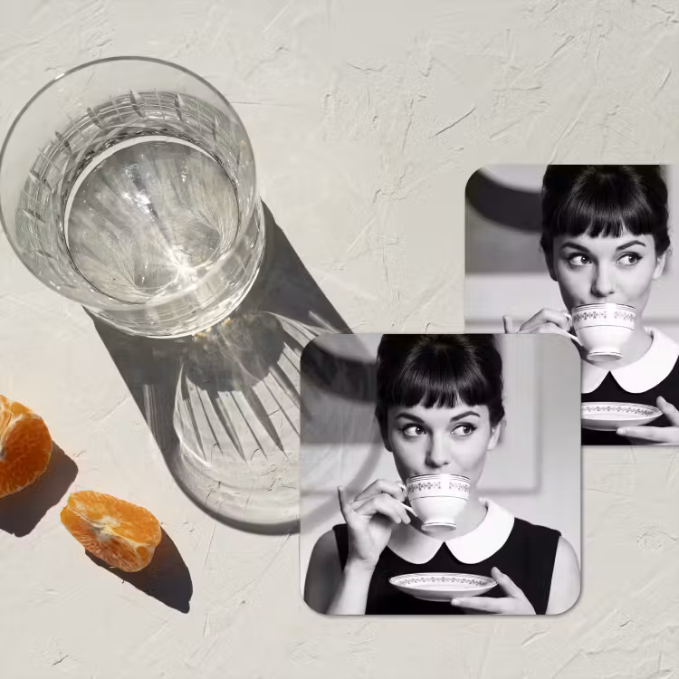 Portret - Thee - Vrouw onderzetter kurk middel -sfeer4