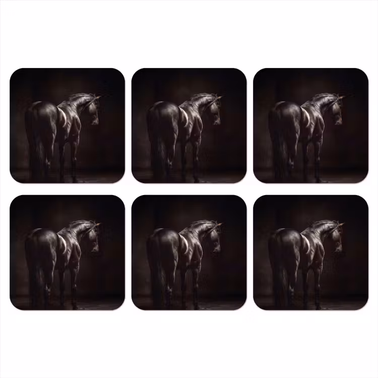 Krachtig - Paard - Donker onderzetter kurk middel -3d