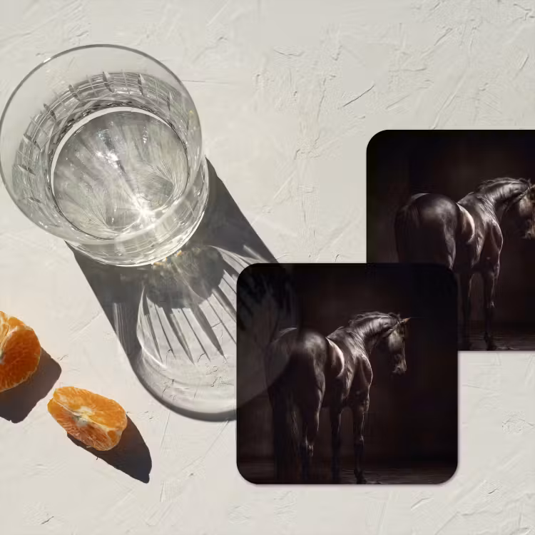 Krachtig - Paard - Donker onderzetter kurk middel -sfeer4