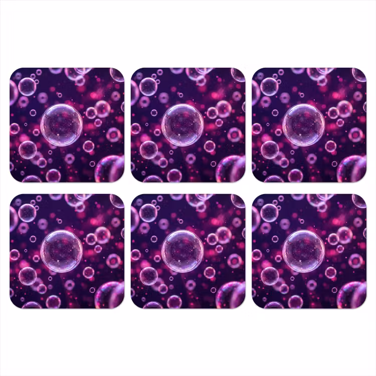 Paars - Bubbels - Schuim onderzetter kurk middel -3d