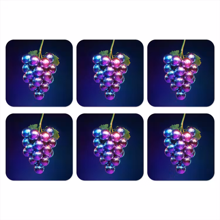 Paars - Disco - Feest - Druif onderzetter kurk middel -3d