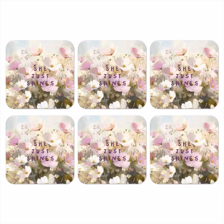 Quote - Bloemen - Schilderachtig onderzetter kurk middel -3d
