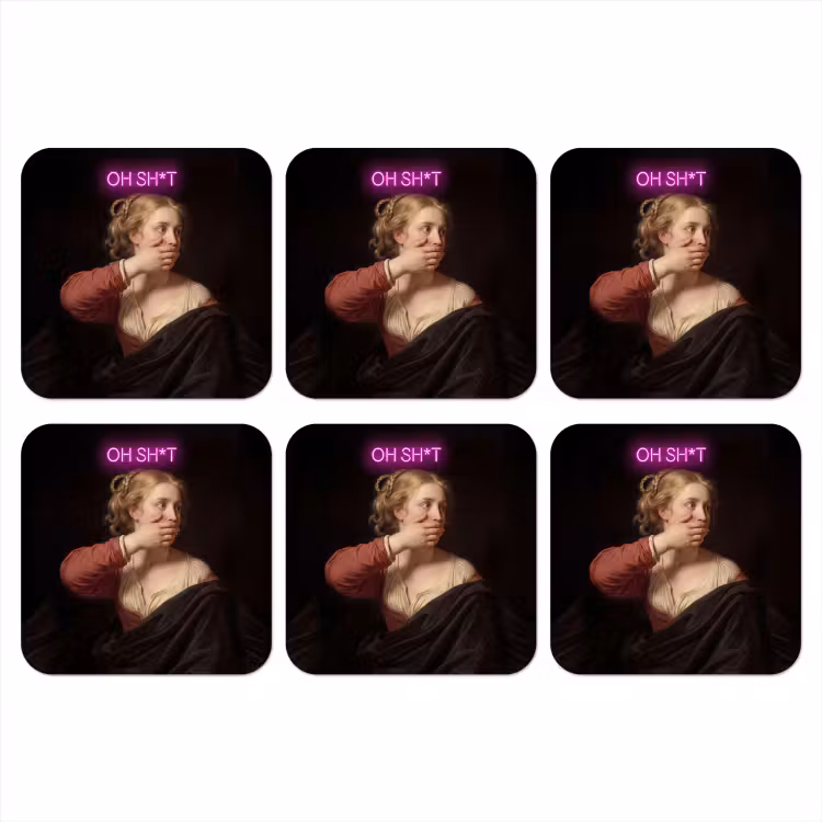 Quote - Neon - vrouw onderzetter kurk middel -3d