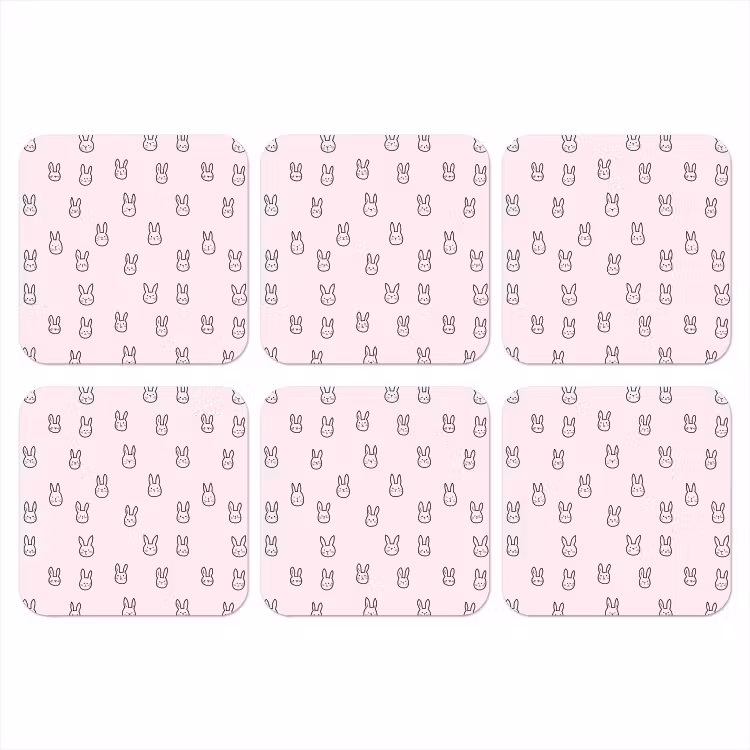 Konijnen - Minimalistisch - Roze onderzetter kurk middel 366 -3d