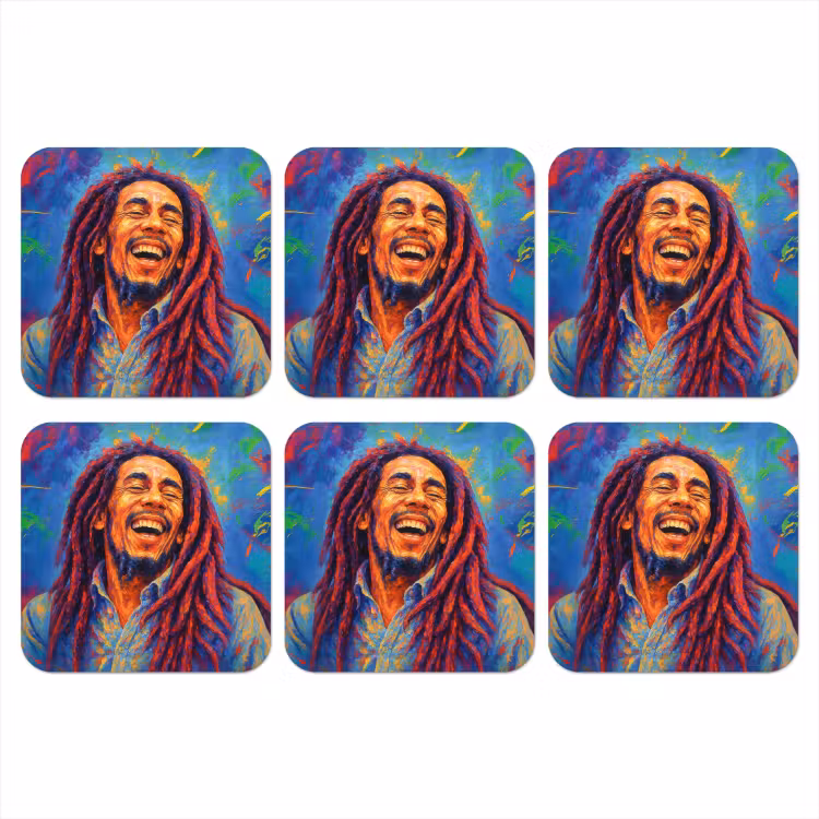 Regenboogkleuren - Man - schilderij onderzetter kurk middel -3d