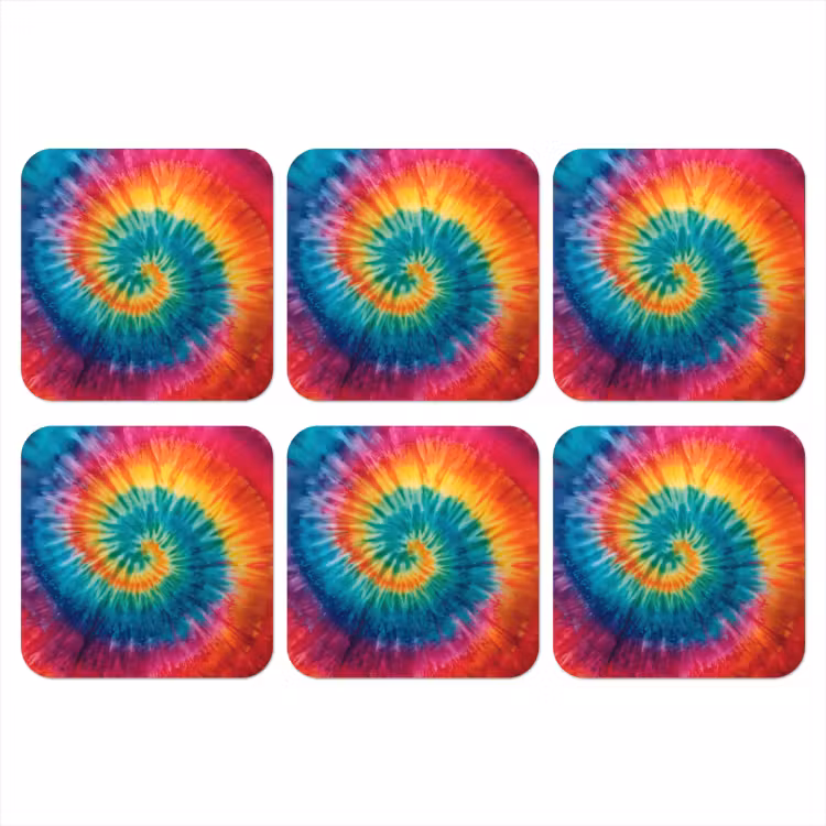 Regenboogkleuren - Tie dye - onderzetter kurk middel -3d
