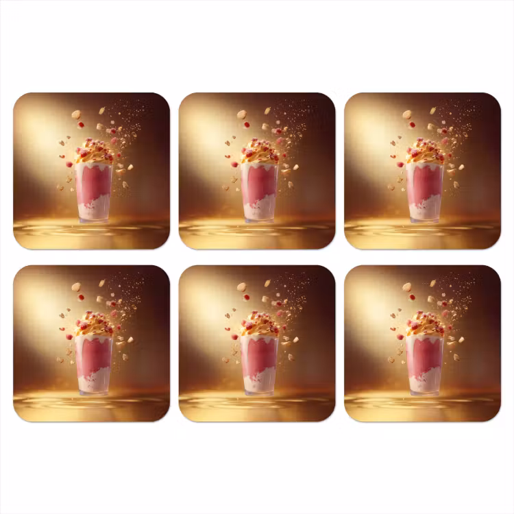 Framboos - Smoothie - Drinken - Roze onderzetter kurk middel -3d