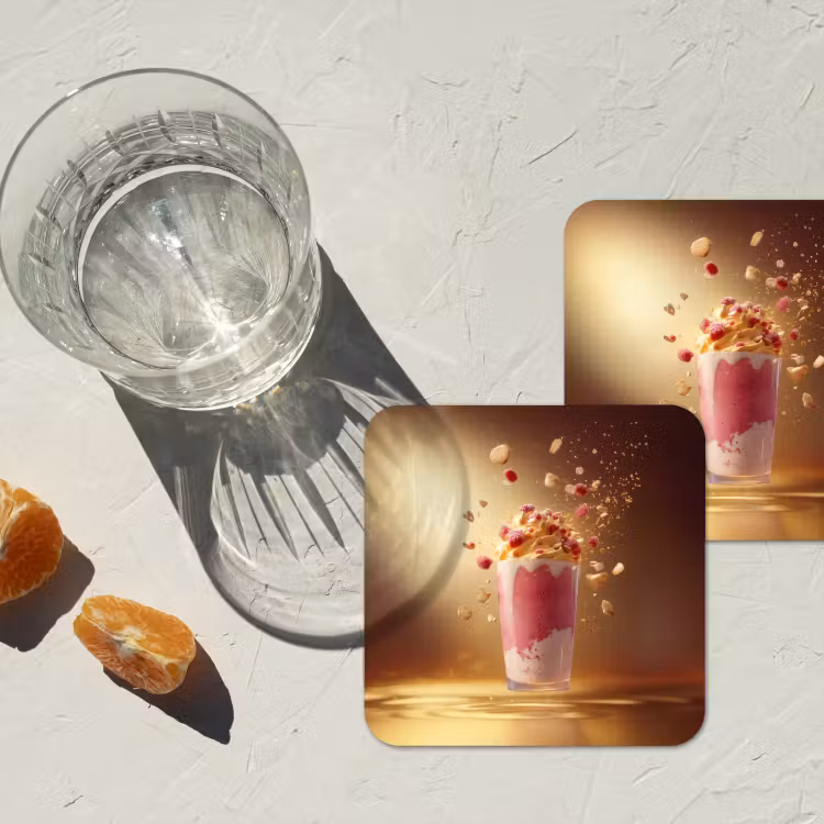 Framboos - Smoothie - Drinken - Roze onderzetter kurk middel -sfeer4