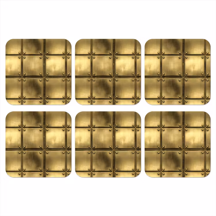 Platen - Industrieel - Stoer - Goud onderzetter kurk middel 366 -3d
