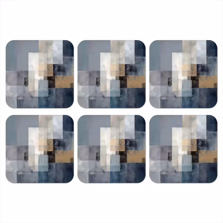 Rechthoeken - Abstract - Blauw onderzetter kurk middel -3d