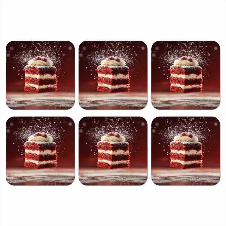 Rode - Velvet - Taart - Eten onderzetter kurk middel -3d