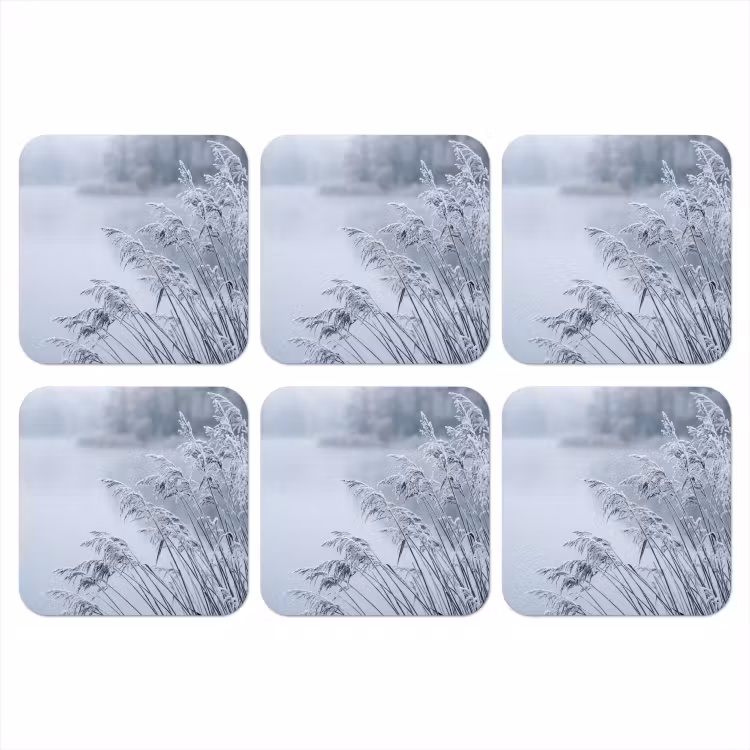 Riet - Bevroren - Winter - Natuur onderzetter kurk middel -3d