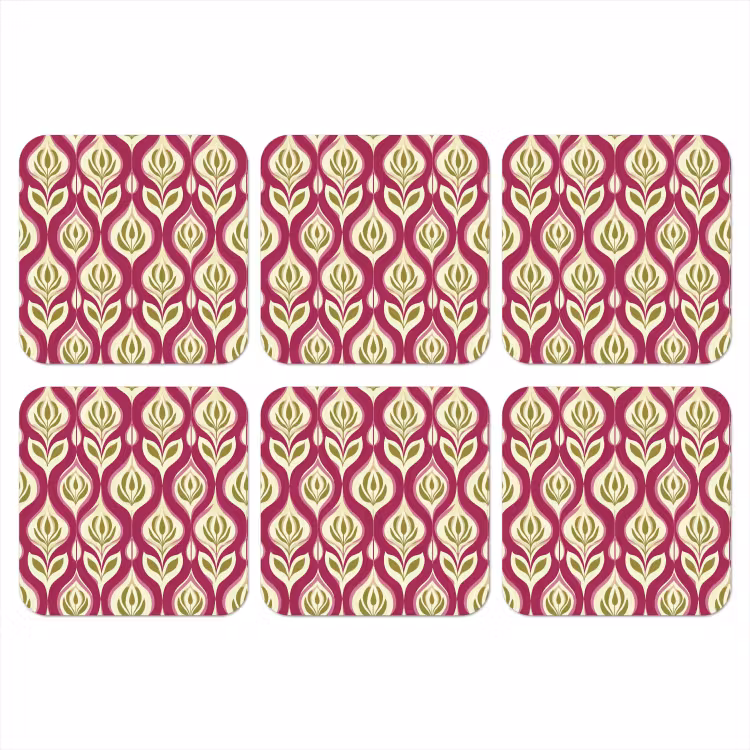 Retro - Floraal - Paars onderzetter kurk middel 366 -3d